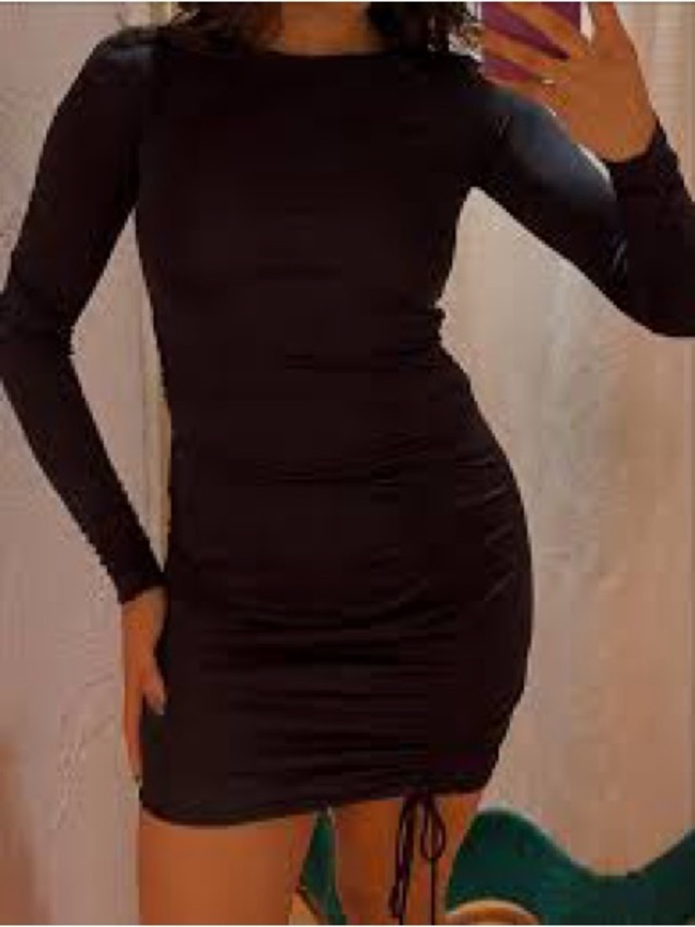 FARM Rio Black Long-Sleeve Ruched Mini Dress - Picture 5 of 10